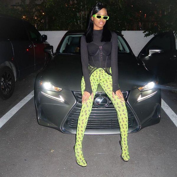 

women's pants & capris zkyzwx fashion print neon y2k with socks women fall clothes elastic club wear trouser high waist bodycon legging, Black;white