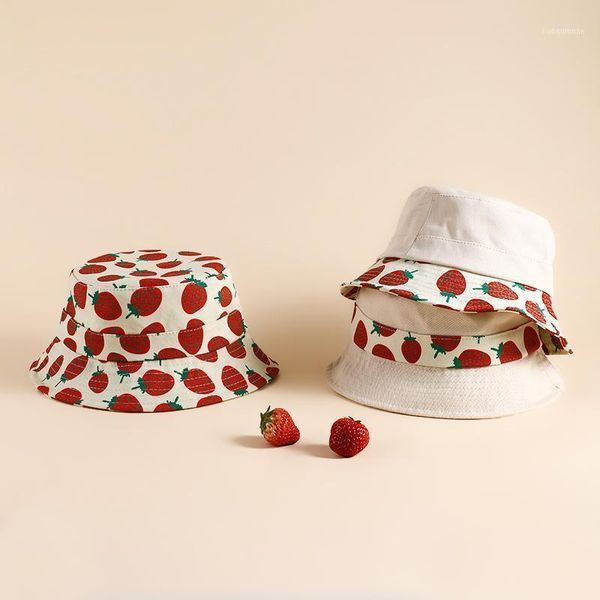 

girls summer cute strawberry bucket hat auntumn sping packable foldable fishermen korean design outdoor cap for womens men caps & hats11, Yellow