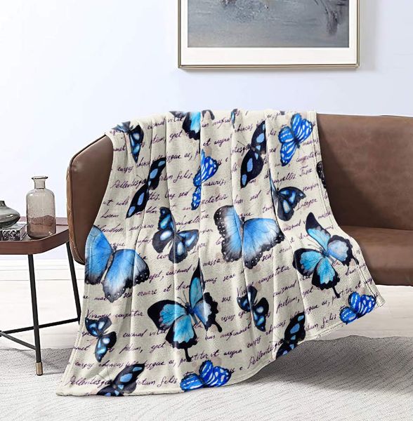 

letter butterfly flannel blanket for teens boys girls blue butterfly blanket romantic letters printed soft plush blanket for