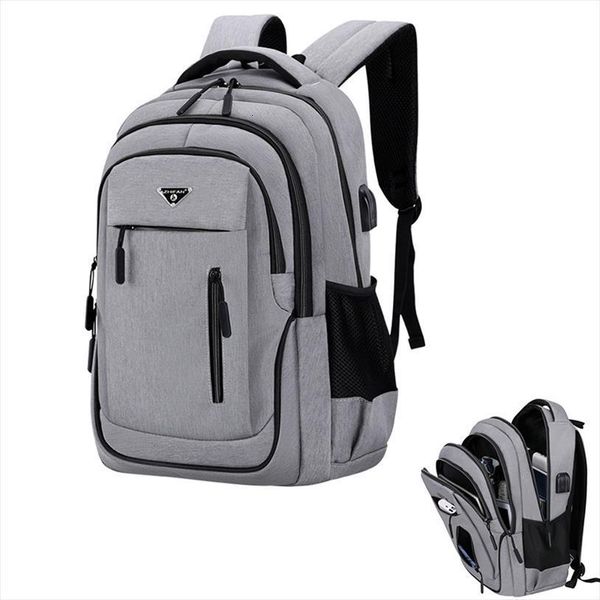 

big capacity men backpack lap15.6 oxford gray solid high school bags teen college student back pack multifunctional bagpack