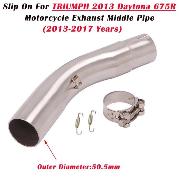 

for daytona 675r 2013-2021 motorcycle system exhaust middle mid link pipe connector tube slip on 51mm modified