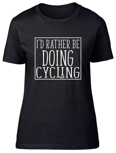 

i'd rather be doing cycling fitted womens ladies t shirt, White;black