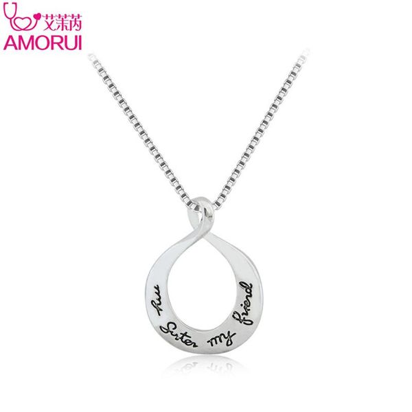 

pendant necklaces friends circle statement necklace my sister friend silver color for women jewelry mujer