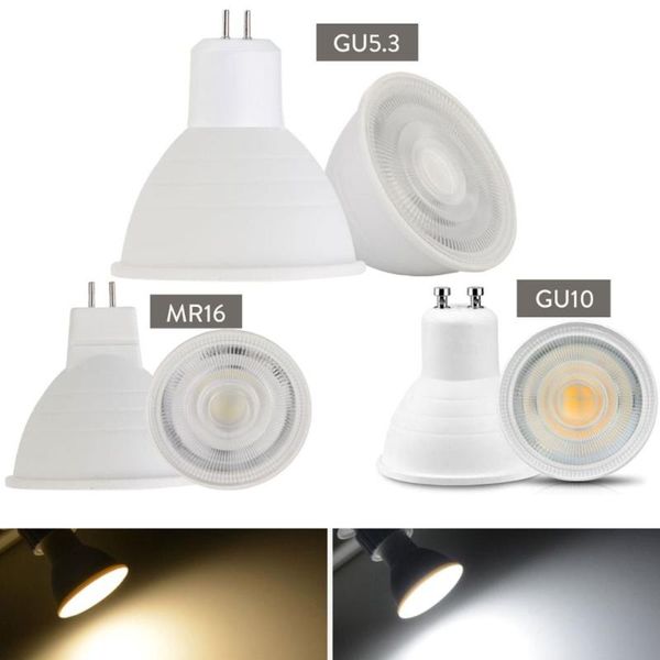 

bulbs 7w ac 220v 110v cob light dimmable gu10 mr16 gu5.3 led spotlight 30 beam angle for downlight table lamp cool warm white