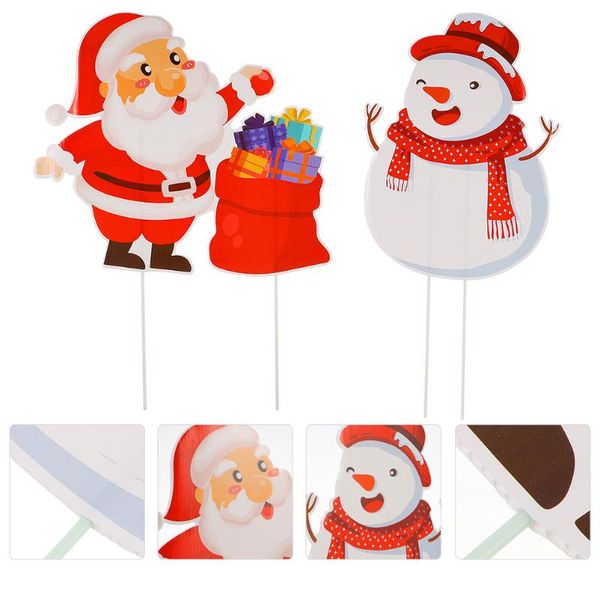

greeting cards 2pcs lovely christmas themed lawn signboard hollowed-out sign prop