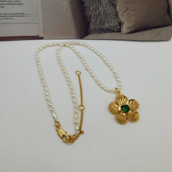 

pendant necklaces simple retro item decoration freshwater pearl collarbone chain hollow geometric flowers zircon necklace, Silver