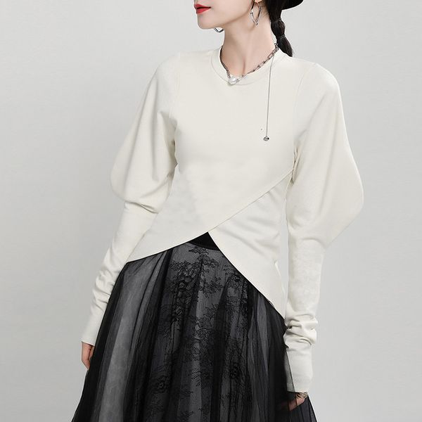 

polos women's long shirt year's high, low asymmetric, irregular hem blouse a324, White