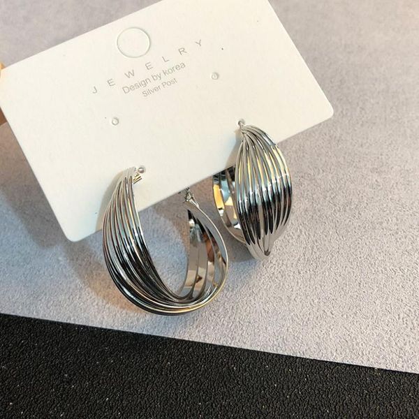 

hoop & huggie 2021 jewelry gifts women creative cross braided earrings, Golden;silver