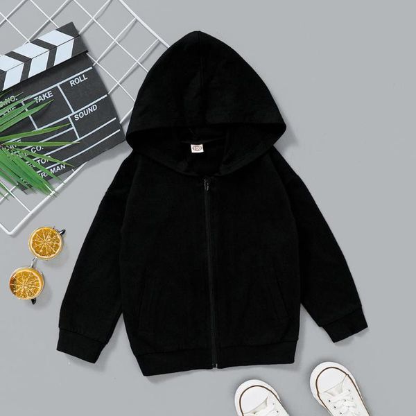 

clothing sets winter coats for girls long sleeve solid black hoodie outfits baby boys clothes set bulk items wholesale, White