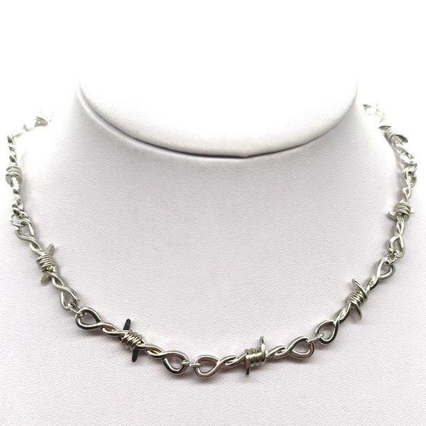 

chains fashion punk wire brambles iron choker necklace women hip-hop gothic barbed little thorns link chain, Silver