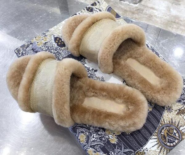 

loafers fur muller shoes fashion women letter print fluffy furry slippers ladies winter warm comfortable beautiful girl flip flops sandals, Black