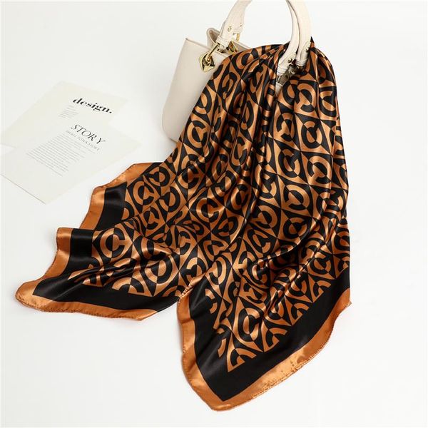 

scarves fashion print square scarf for women headscarf silk shawl satin hijab neckerchief female handkerchiefs hair bandana headband, Blue;gray