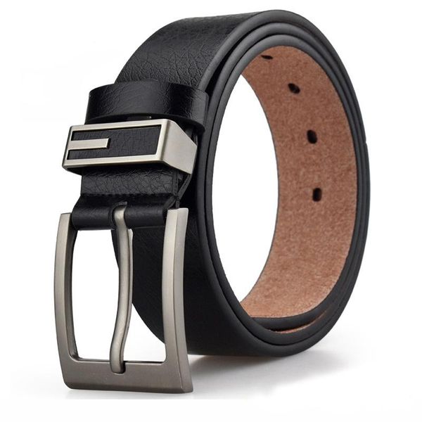 

belts anpudusen 2021 styles selling man belt faux leather alloy pin buckle matel ring men for male jeans, Black;brown