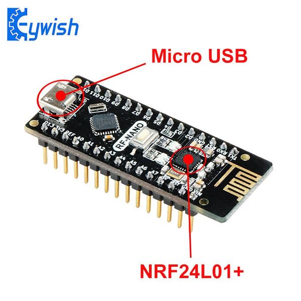 

integrated circuits keywish for arduino nano v3.0, micro usb board atmega328p qfn32 5v 16m ch340 ,with nrf24l01+,2.4g wireless,immersion gol