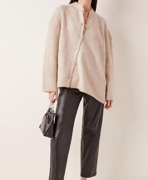 

women's wool & blends sweater 2021 women autumn and winter loose diagonal button asymmetric, Black