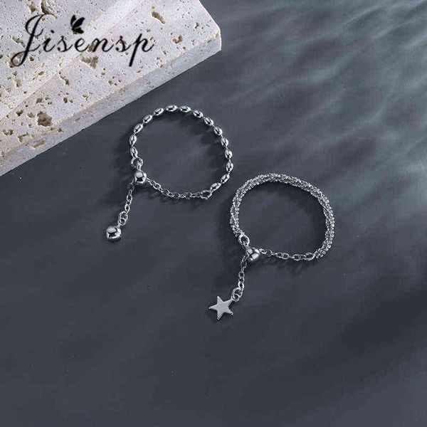 

jisensp vintage fashion tassel chain round star finger ring female opening adjustable rings for women girls engagement gift g1125, Slivery;golden