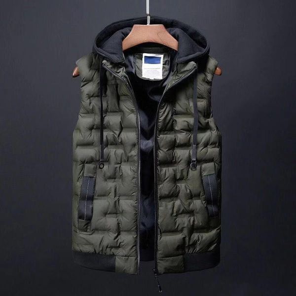 

men's vests men spring and autumn vest coat detachable cap jacket, Black;white