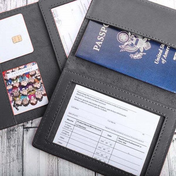 

storage baskets vaccination certificate multifunctional leather protective cover holder slim protect travel id card