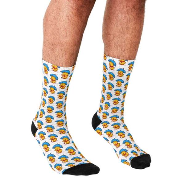 

Men's Socks Funny Men's Duck With Umbrella Pattern Printed Hip Hop Men Happy Cute Boys Street Style Crazy Novelty For, Black