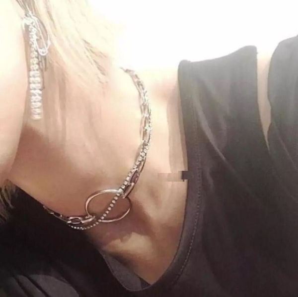 

chokers rongho design crystal cup chain necklaces for women fashion jewelry geometric link metal circle pendant necklace, Golden;silver