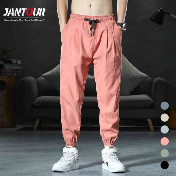 

jantour brand casual harem pants men jogger men's loose trousers male summer thin clothe tie feet 210715, Black