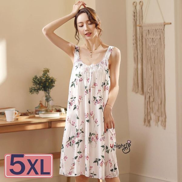 

women's sleepwear 5xl summer women nightdress silk pajamas nightgown nightwear large size sleep lingere nuisette femme pijama mujer, Black;red