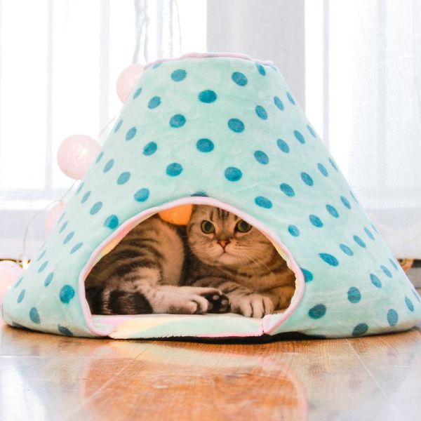 

cat beds & furniture dots printed cats bed fours seasons small dogs house kitty playing tent pets cave shape nest funny kennel cage