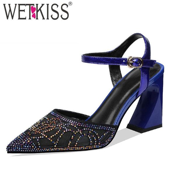 

hoof heels high sandals women 2021 summer woman mesh crystal wedding shoes female pointed toe ladies, Black
