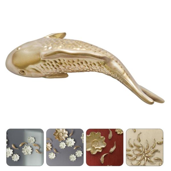 

wallpapers 2pcs wall goldfish decoration european ornament resin decor (golden)