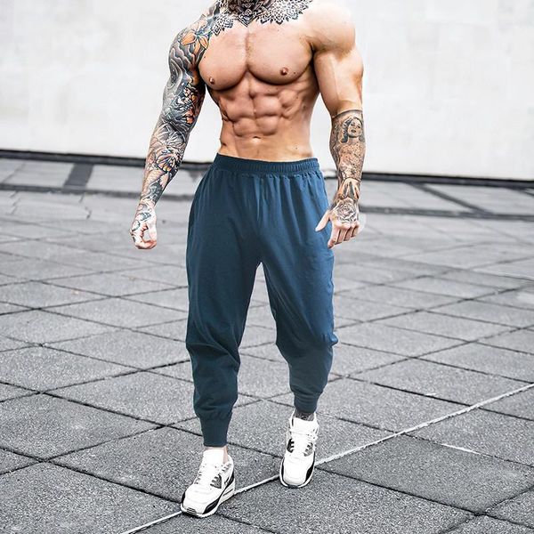 

running pants joggers men summer fitness sweatpants gym clothing jogging trackpants sports bodybuilding trousers, Black;blue