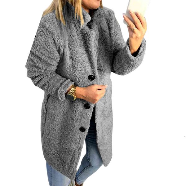 

Women's Fur & Faux Winter Coat Women Fluffy Fleece Warm Long Coats Outwear Fashion Lapel Hairy Jackets Female Loose Overcoat Abrigo Mujer EY0O, Black