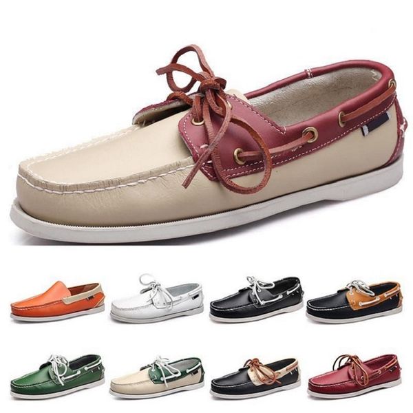 

fashion mens casual shoes type98 leather british style black white brown green yellow red outdoor comfortable breathable chaussures zapatos