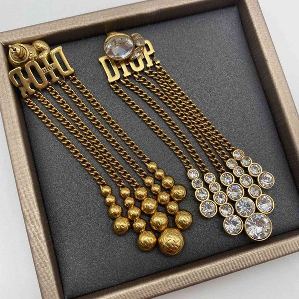 

2021 new d family star temperament tassel earrings cd full diamond elephant fashion personality earrings, Golden