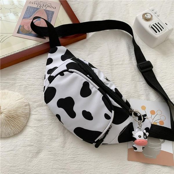 

women mobile phone pouch cow milk fanny chest pack travel canvas waist bags
