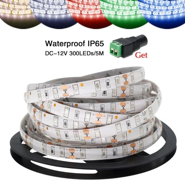 

led strip 5630 smd 5m waterproof ip65 dc12v light 300 ledstape lamp + dc adapter for christmas deroration strips