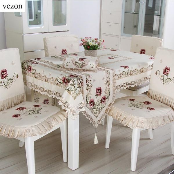 

table cloth vezon fashion polyester satin embroidery floral tablecloth cutwork embroidered linen towel cover overlays