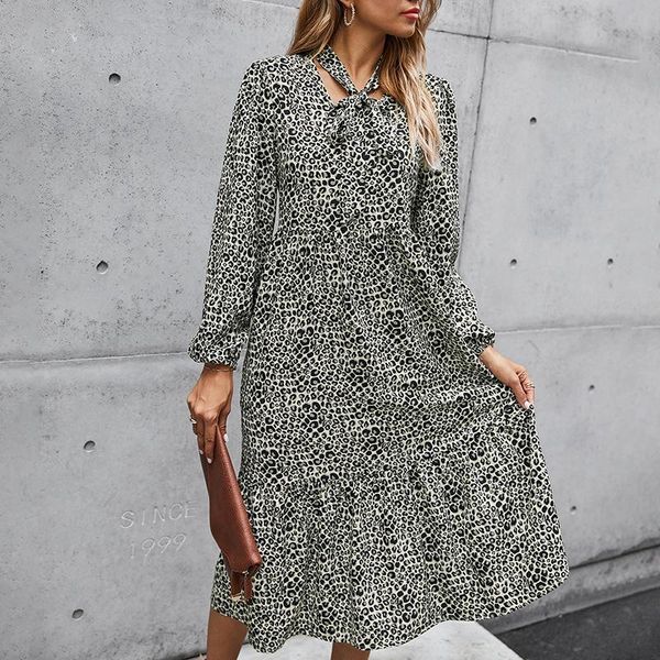 

women's dress fashion vintage print high waist french pullover commuter office lady femme vestido de mujer casual dresses, Black;gray