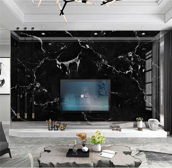 

high-end imported black marbled background wall slab custom wallpaper mural 8d waterproof covering wallpapers