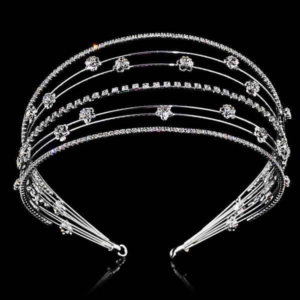 

multi-layers ladies elegant bridal tiara crystal wedding hair band bride jewelry headband crowns and tiaras for women, Silver