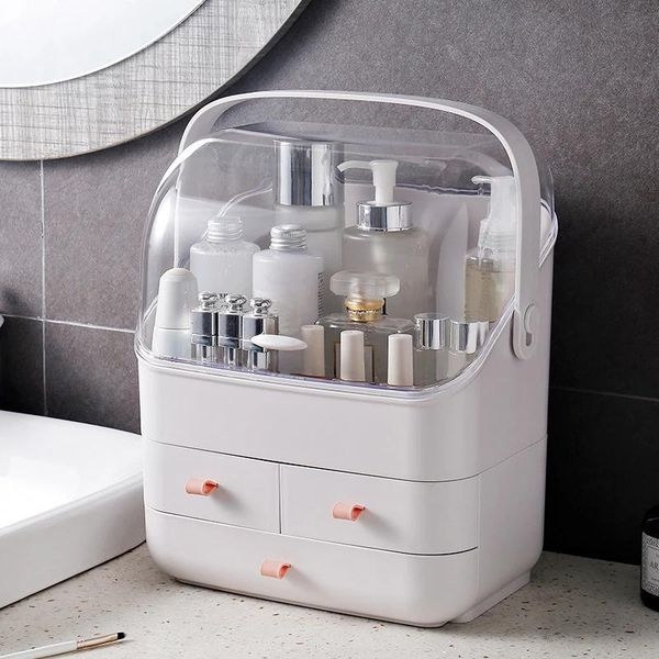 

big cosmetic storage box makeup organizer waterproof dustproof drawer jewelry nail polish portable boxes & bins