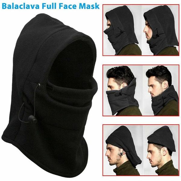 

winter warm fleece hats for men skull mask bandana neck warmer balaclava face warmming motorcycle cap special forces hat outdoor, Black;white