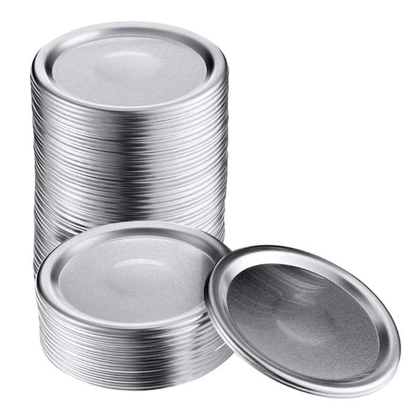 

kitchen storage & organization 50 pcs wide mouth 86 mm mason jar canning lids, reusable leak proof split-type silver lids with silicone seal