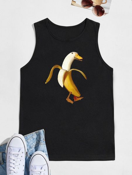 

men cartoon graphic tank m4s4#, White;black