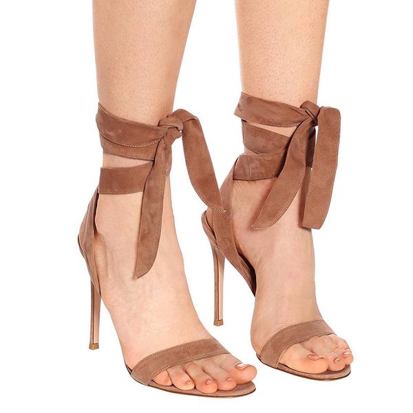 

women bandge lace up party sandals peep toe mujer zapatos thin high heels cut out sandalias, Black