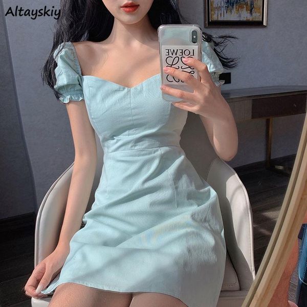 

dress women green mini lantern sleeve vintage korean style club party holiday sweet girls summer female cozy soft hipster casual dresse, Black;gray