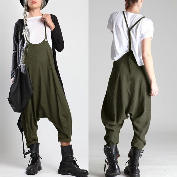 

casual stappy overalls 2021 zanzea women harem pants female jumpsuits ladies summer playsuits woman pantalon plus size rompers, Black;white