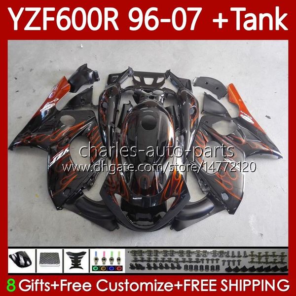 Carrozzeria + serbatoio per YAMAHA YZF600R Thundercat YZF 600R 600 R 96-07 Carrozzeria 86No.53 YZF-600R 96 97 98 99 00 01 02 07 YZF600-R Orange Flames 1996 2003 2004 2005 2006 2007 Carenatura