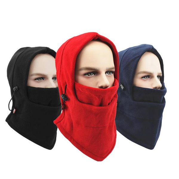 

cycling caps & masks winter outdoor sports mask balaclava 13 colors polar fleece warm and windproof riding running headgear equipment, Black