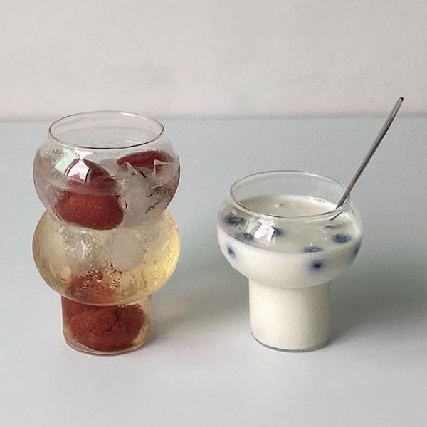 

unique drinking nordic glass cup round breakfast milk drink personality gourd shape copos de vidro daily necessities ef50gc wine glasses