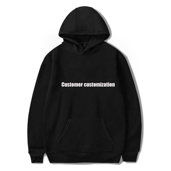 Dropshipping Costume Hoodies Mulheres Mulheres DIY Texto Photo Pulôver Suéter com bolso Moletom Hop Hip Streetwear Y0804